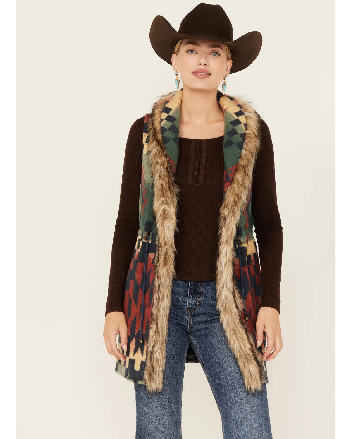 Product Name:  Tasha Polizzi Women's Southwestern Print Blanket Saddle Vest