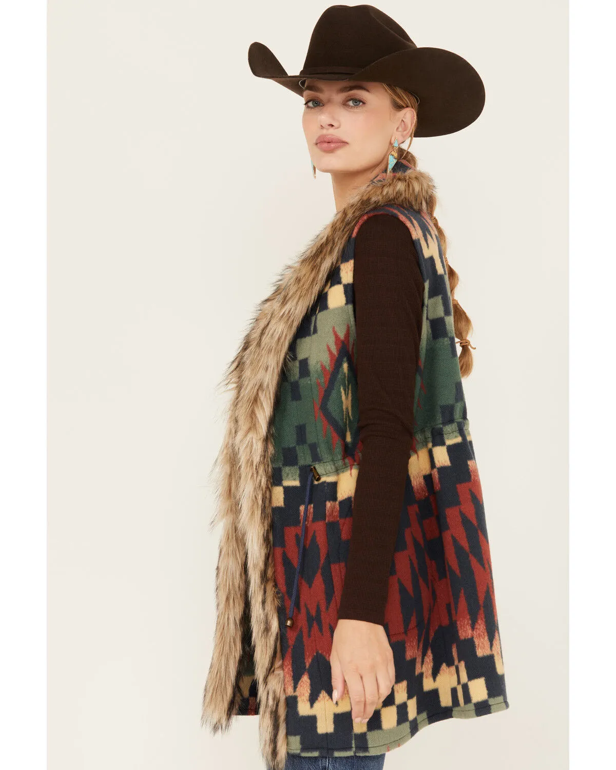 Product Name:  Tasha Polizzi Women's Southwestern Print Blanket Saddle Vest