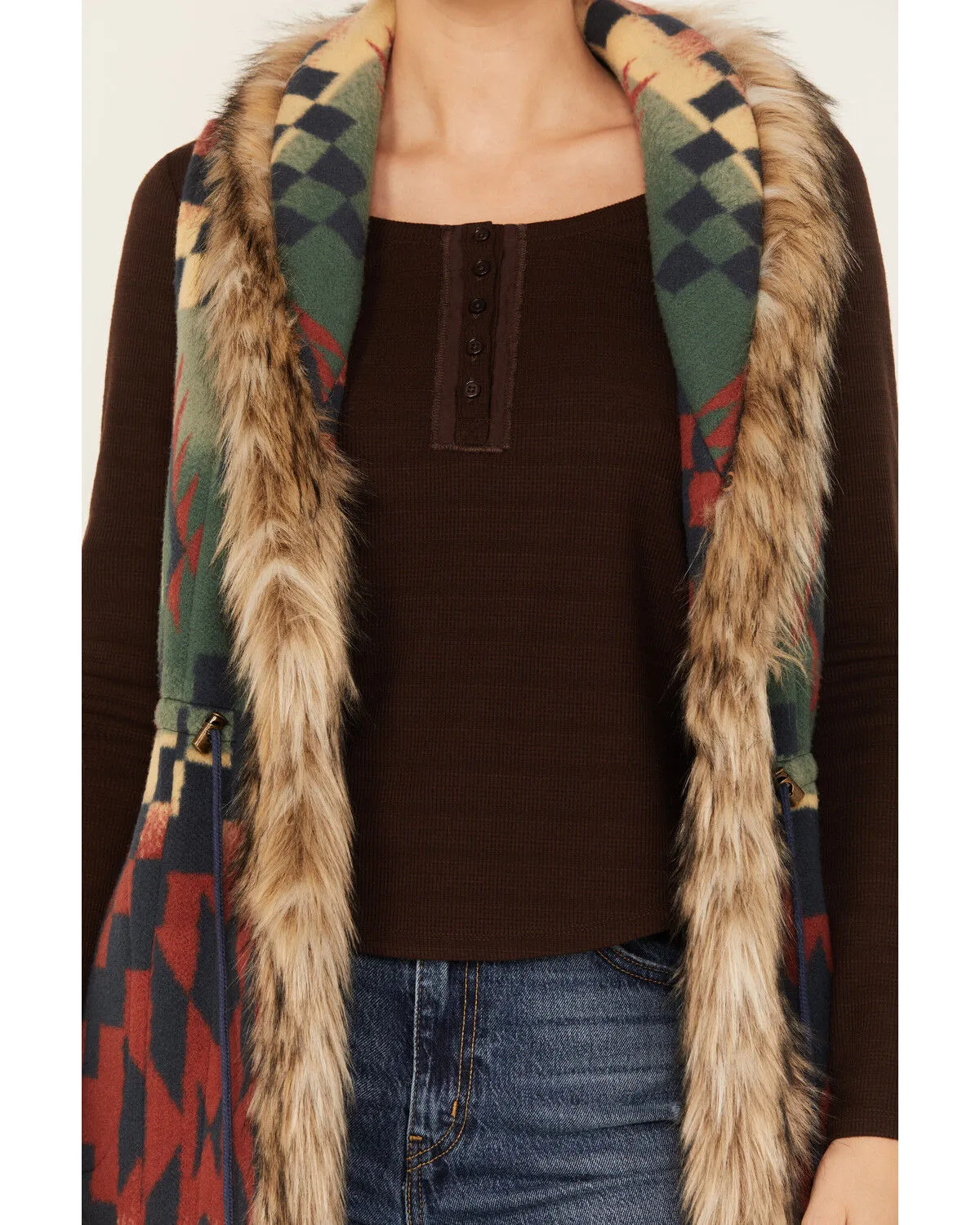 Product Name:  Tasha Polizzi Women's Southwestern Print Blanket Saddle Vest