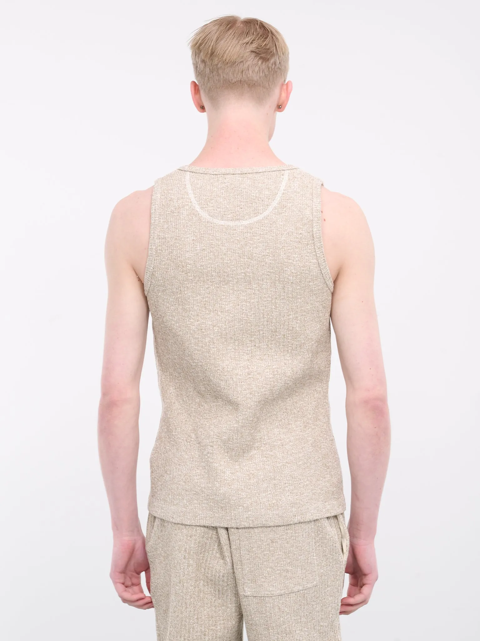 Rib-Knit Sleeveless Tank Top (779199V3WV0-2066-BEIGE-WHITE)