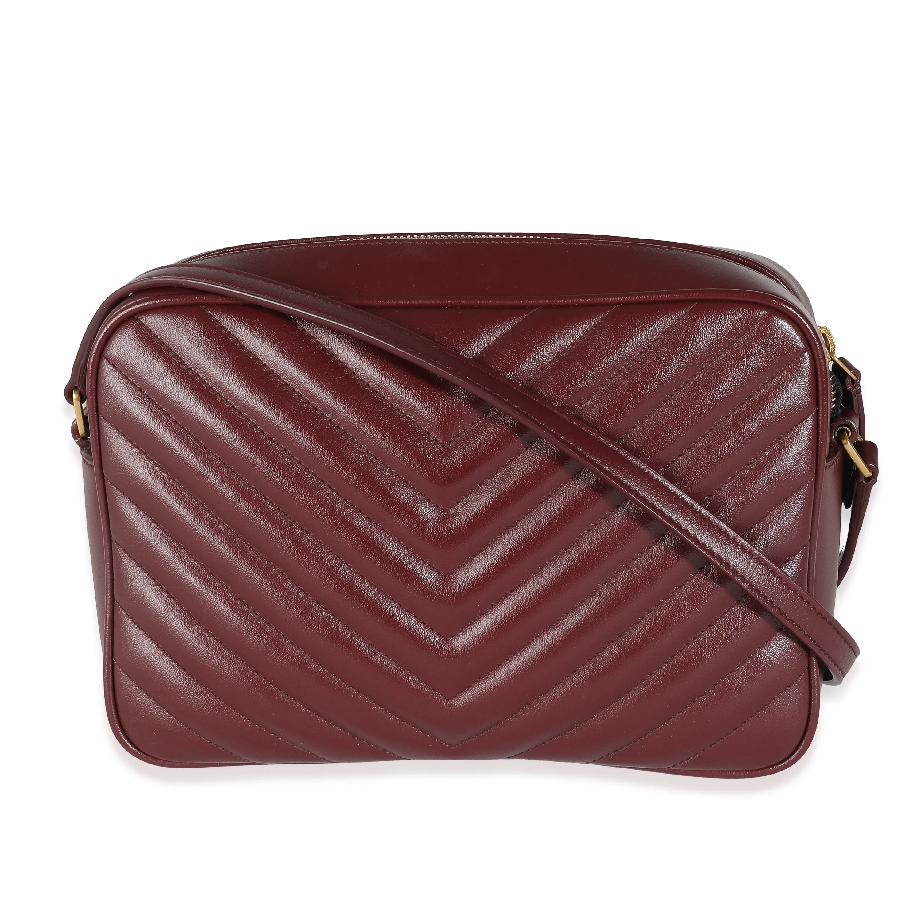 Saint Laurent Burgundy Matelasse Calfskin Lou Camera Bag