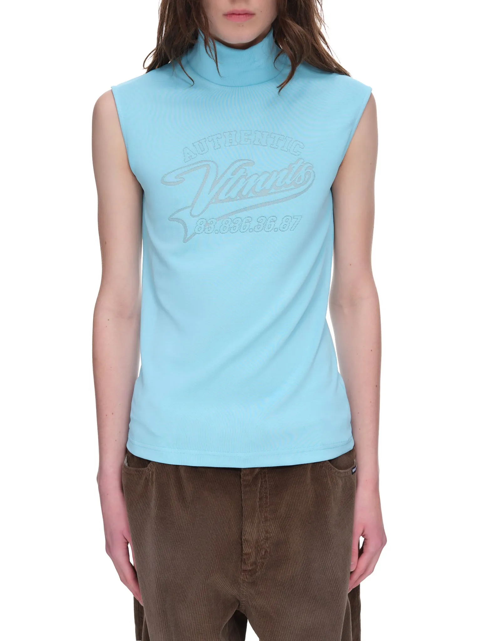 Slogan Print Sleeveless Top (VL12TR520T-LIGHT-BLUE)