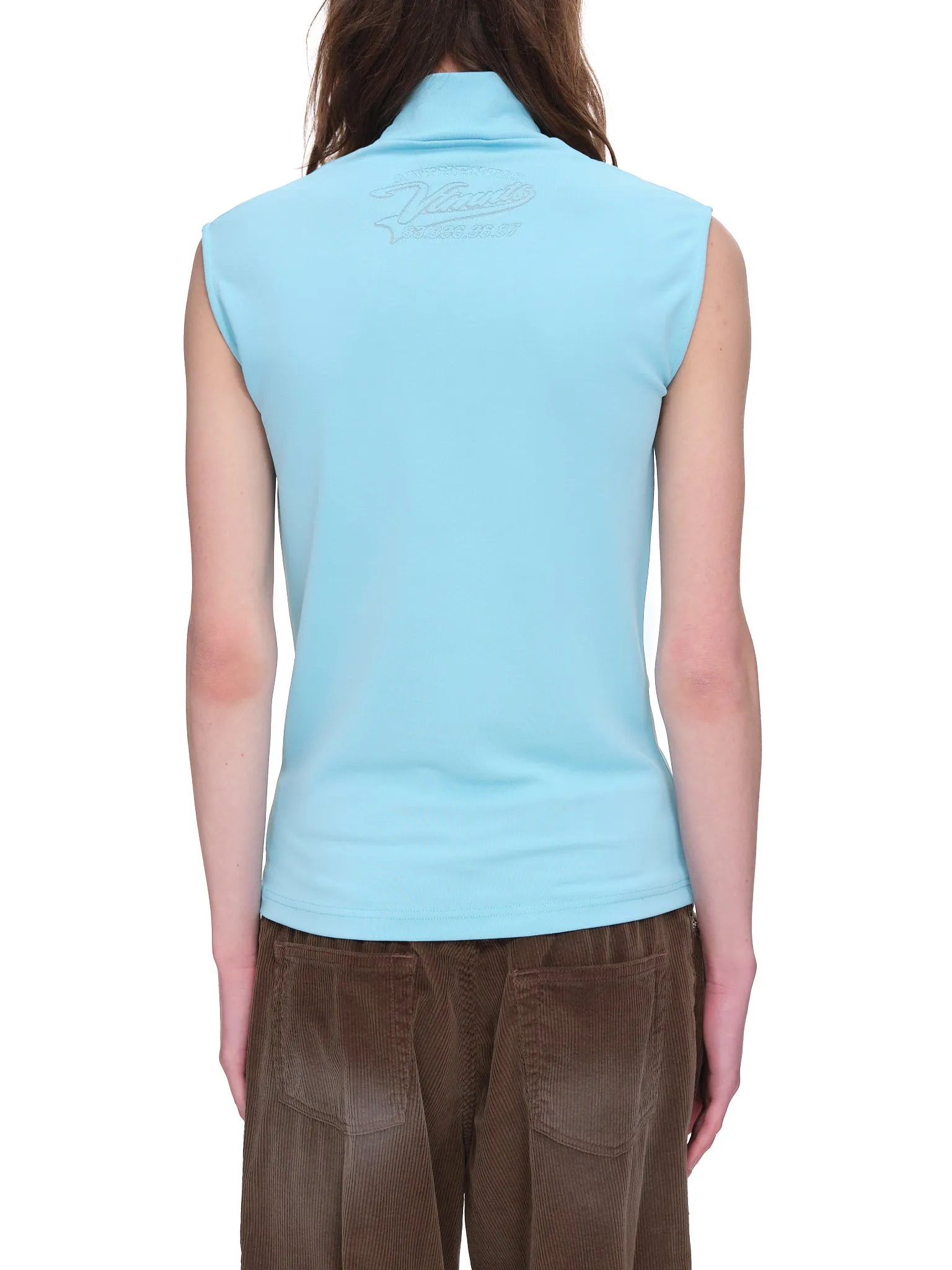 Slogan Print Sleeveless Top (VL12TR520T-LIGHT-BLUE)