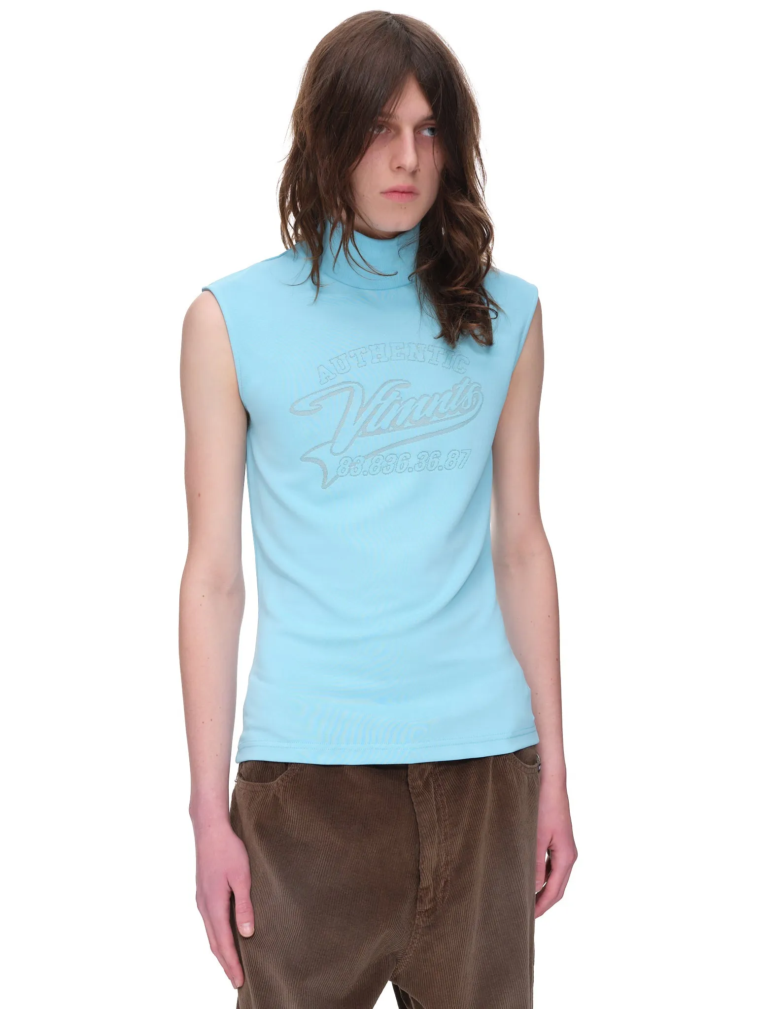 Slogan Print Sleeveless Top (VL12TR520T-LIGHT-BLUE)