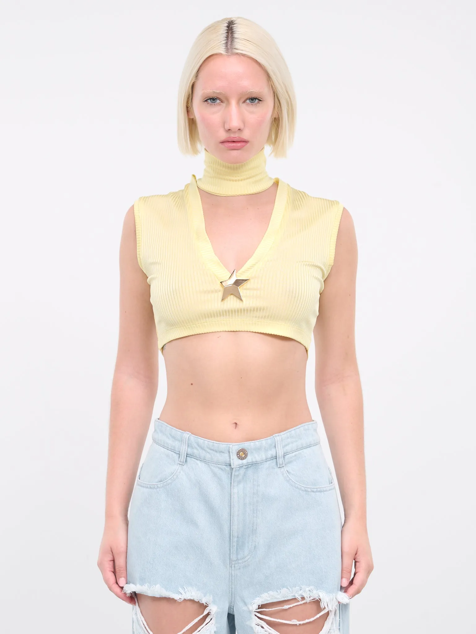 Star Stud Sleeveless Top (2401T11300-CREAM-YELLOW)