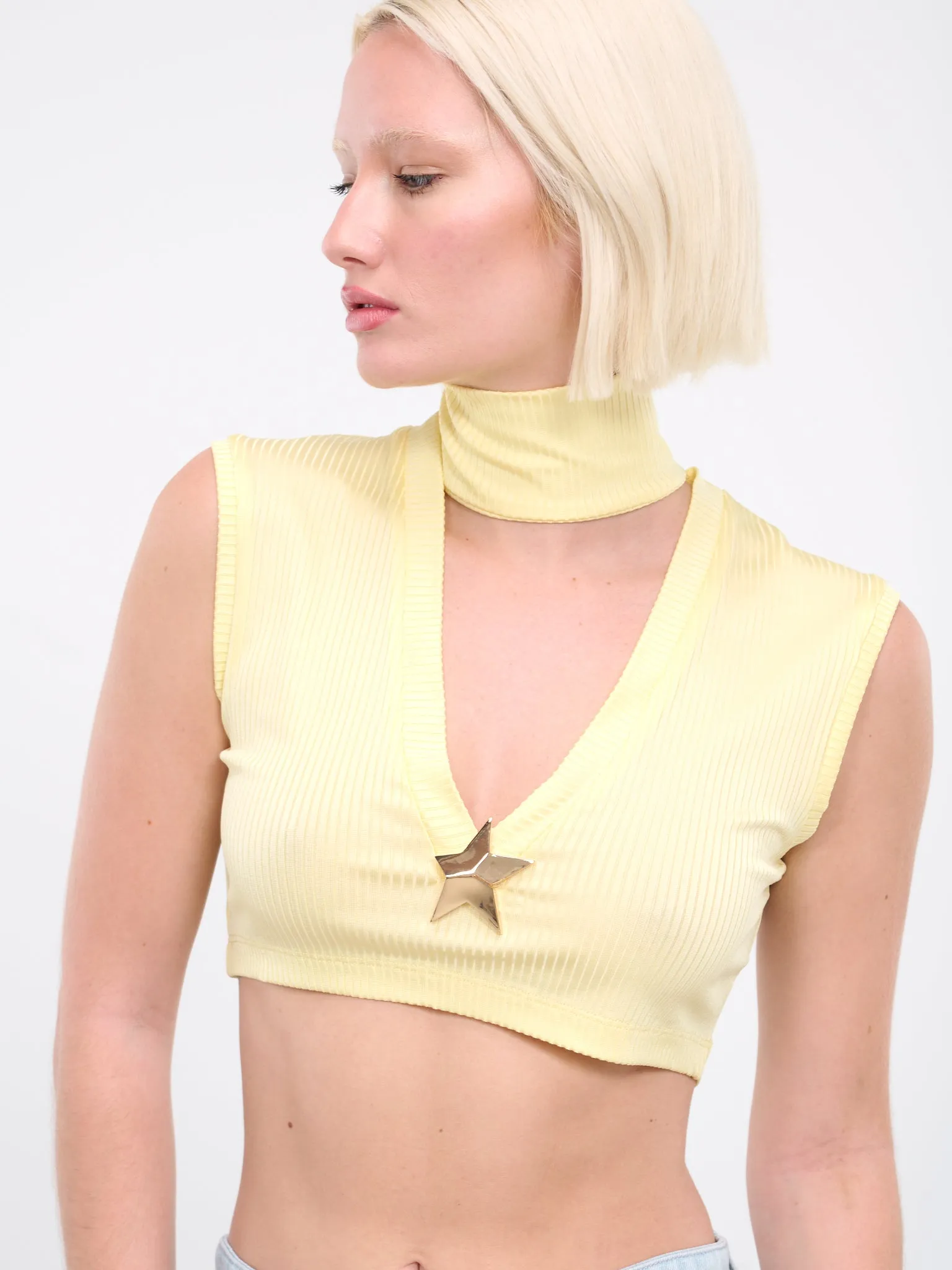 Star Stud Sleeveless Top (2401T11300-CREAM-YELLOW)