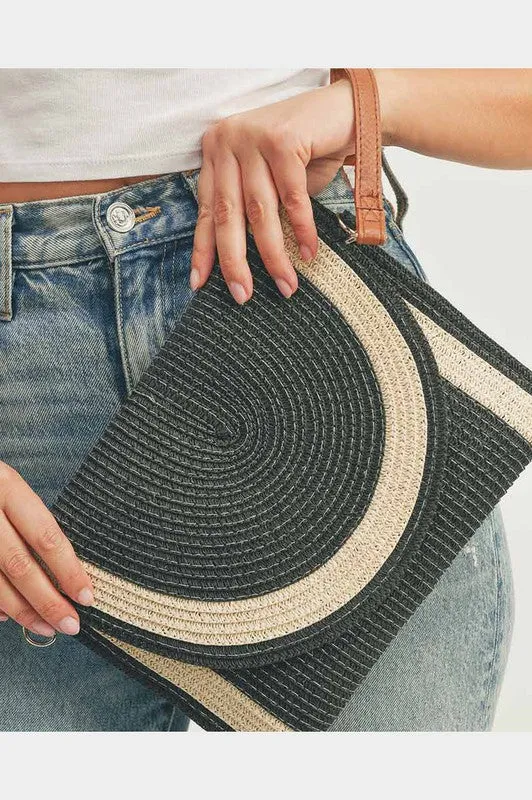 Straw Envelop Wristlet Clutch/Crossbody Bag