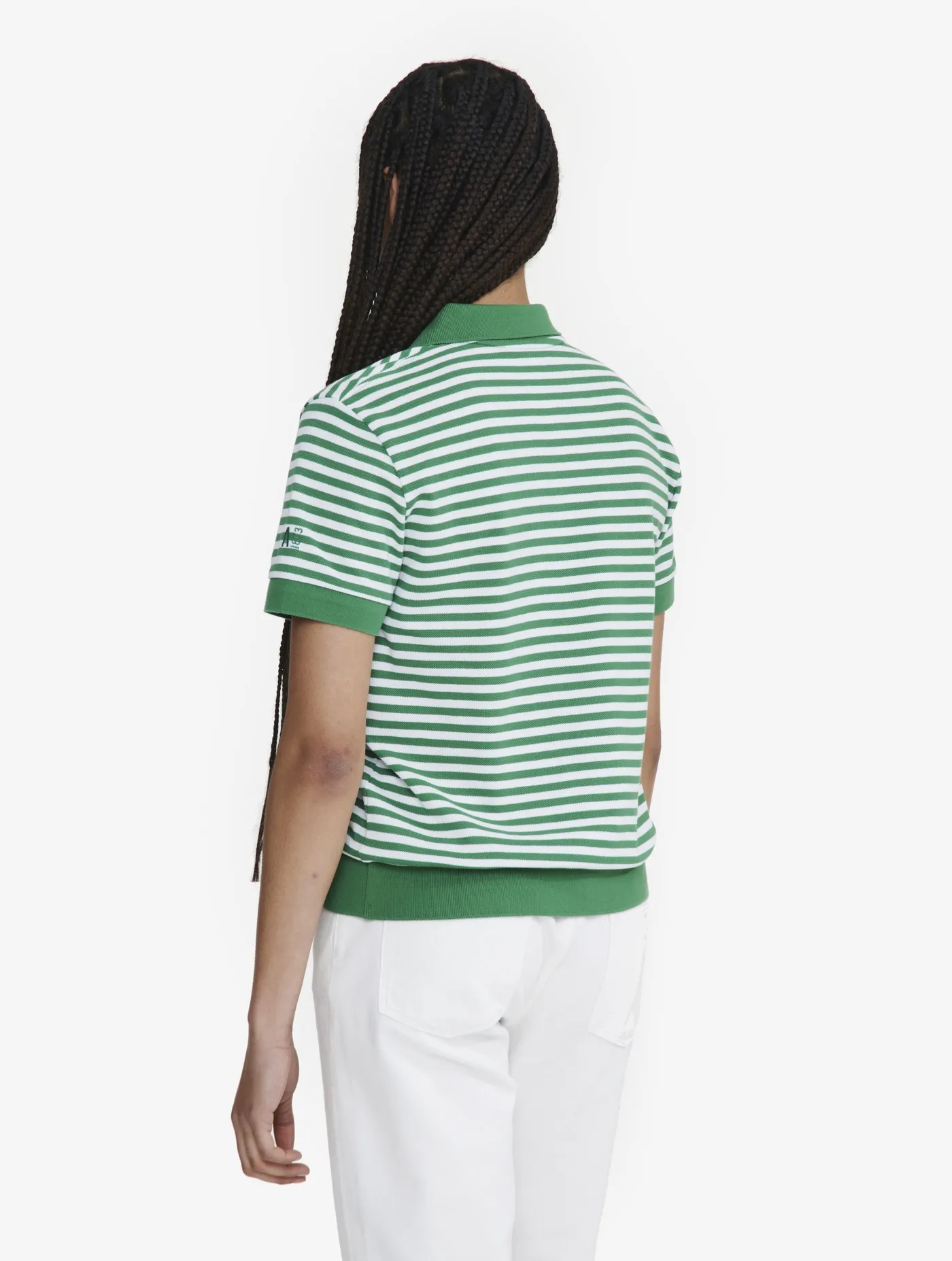 Striped short-sleeved polo shirt