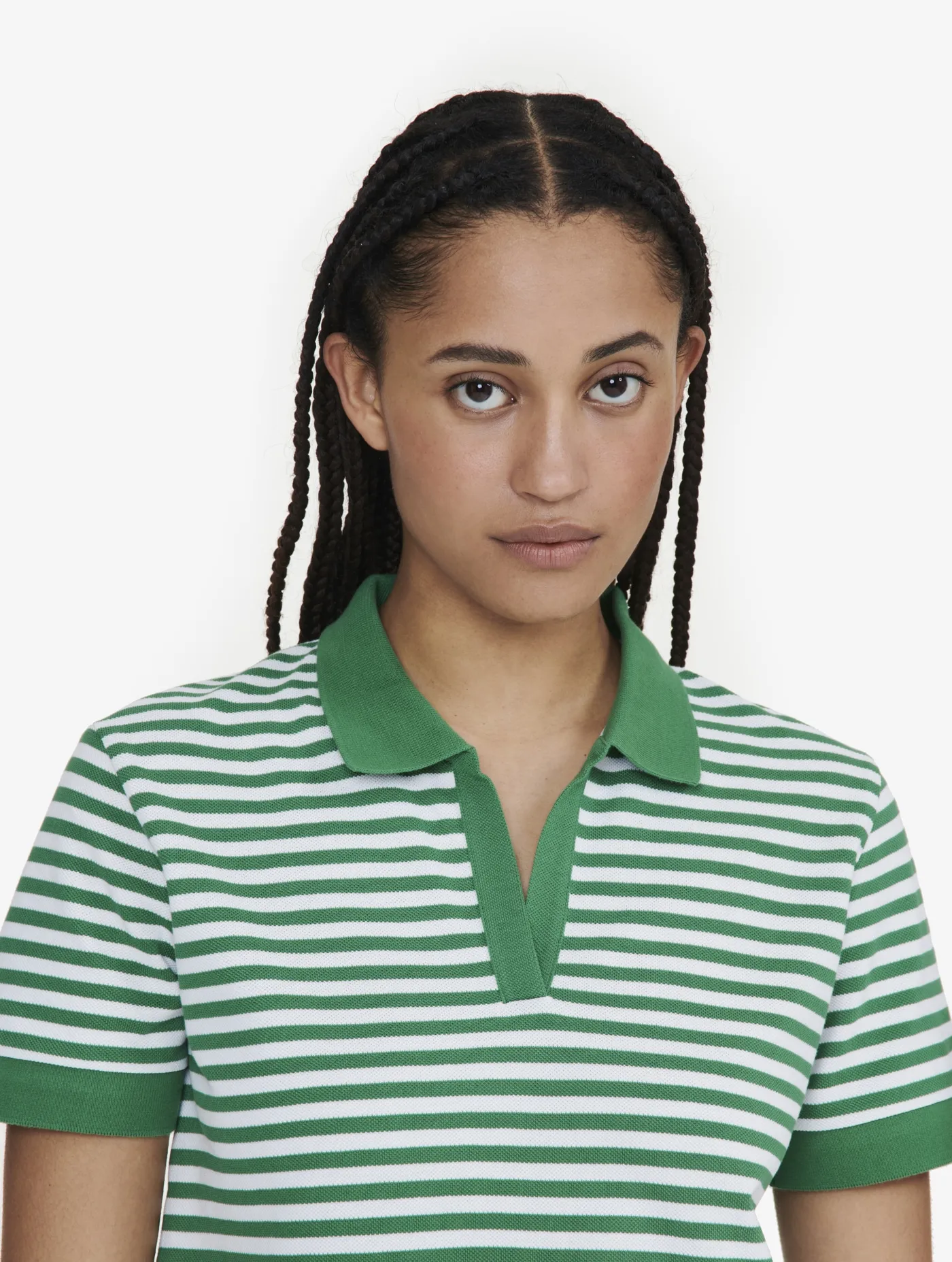 Striped short-sleeved polo shirt