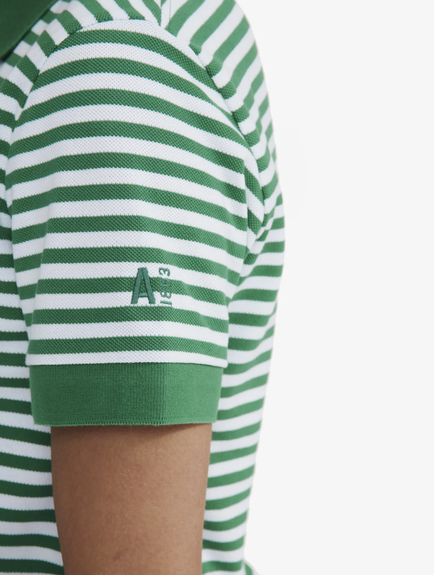 Striped short-sleeved polo shirt