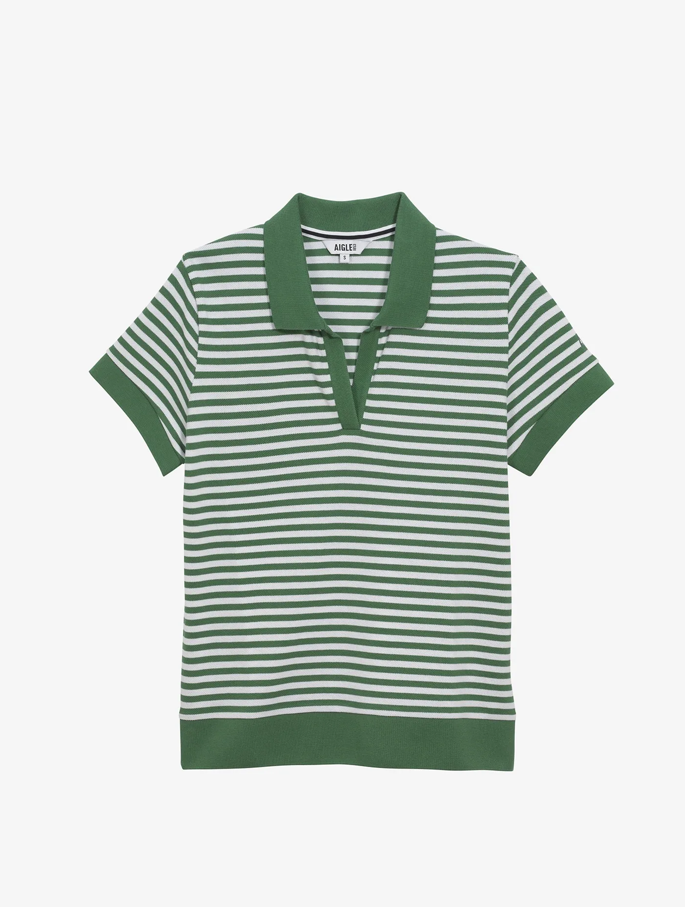 Striped short-sleeved polo shirt