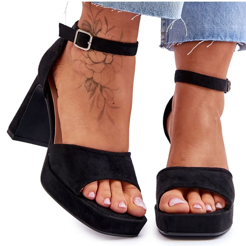 Suede Classic Platform Sandals Black Classy