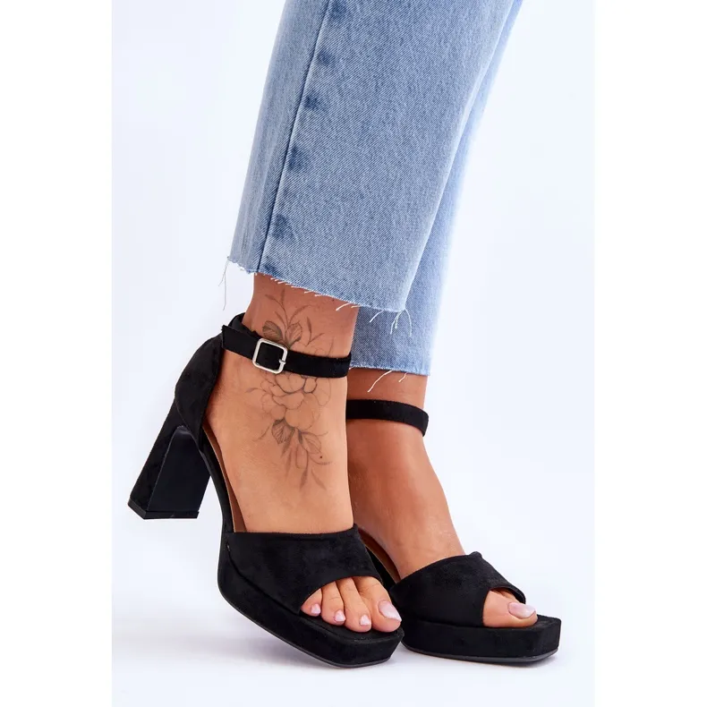 Suede Classic Platform Sandals Black Classy