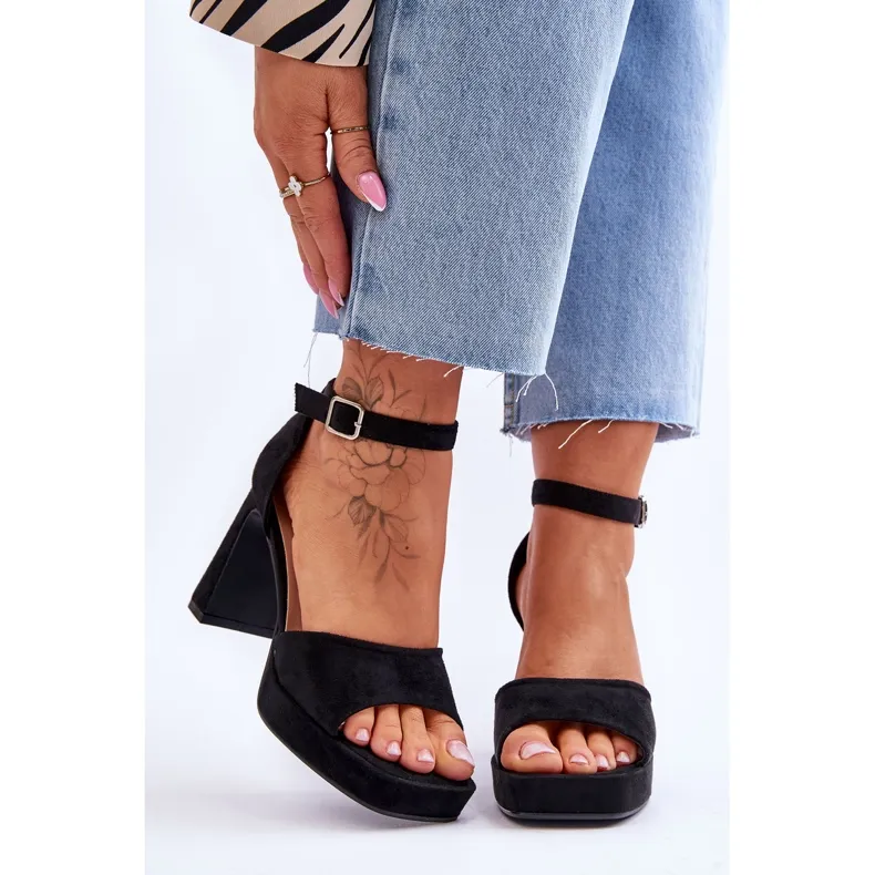 Suede Classic Platform Sandals Black Classy