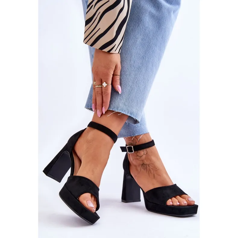 Suede Classic Platform Sandals Black Classy