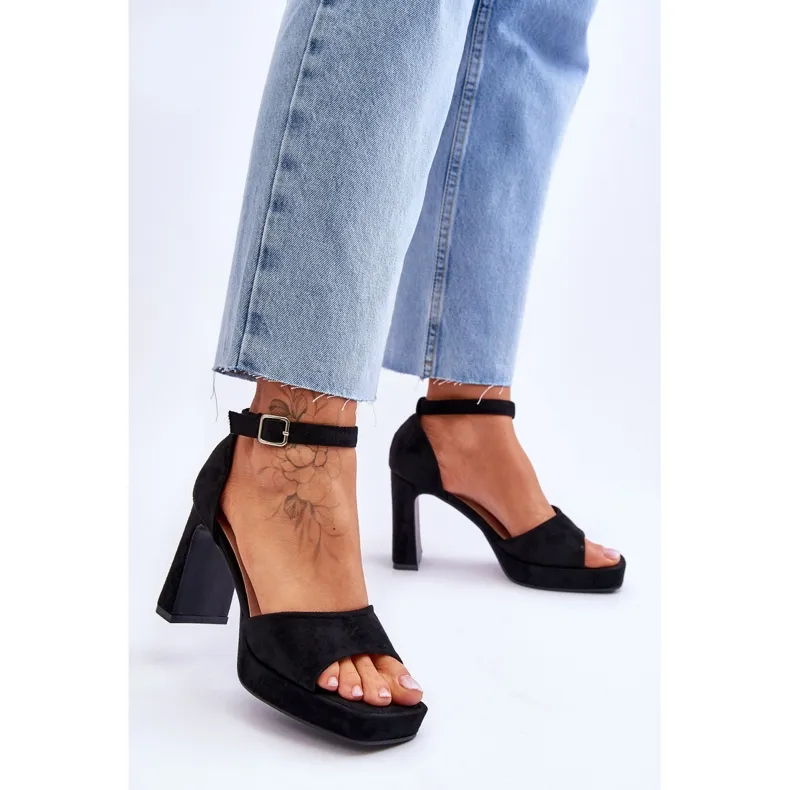 Suede Classic Platform Sandals Black Classy