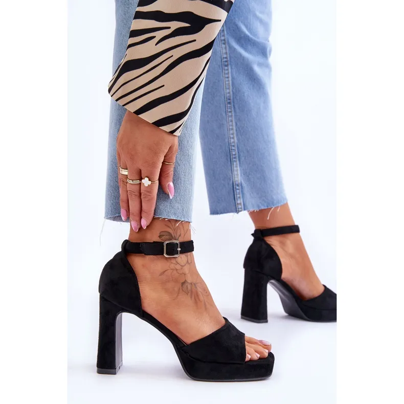 Suede Classic Platform Sandals Black Classy