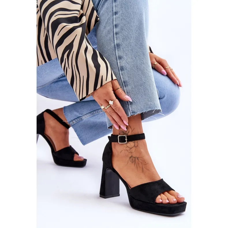 Suede Classic Platform Sandals Black Classy