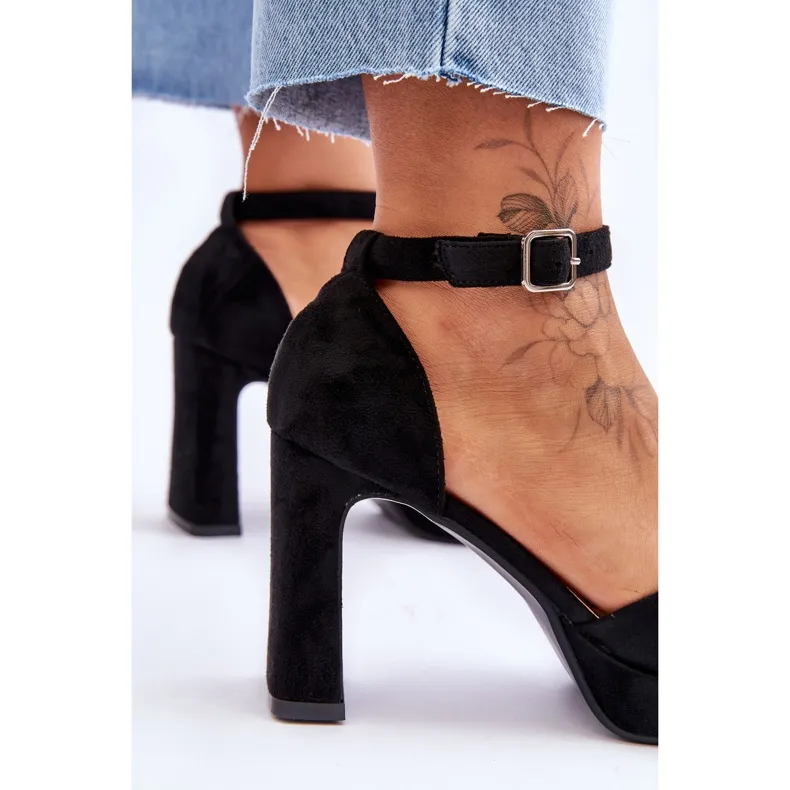 Suede Classic Platform Sandals Black Classy