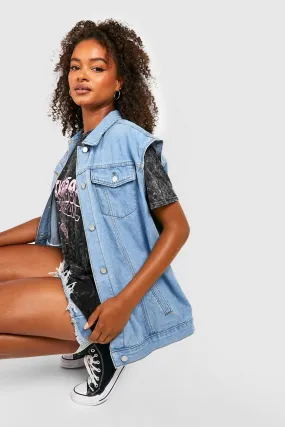 Tall Oversized Cargo Denim Vest