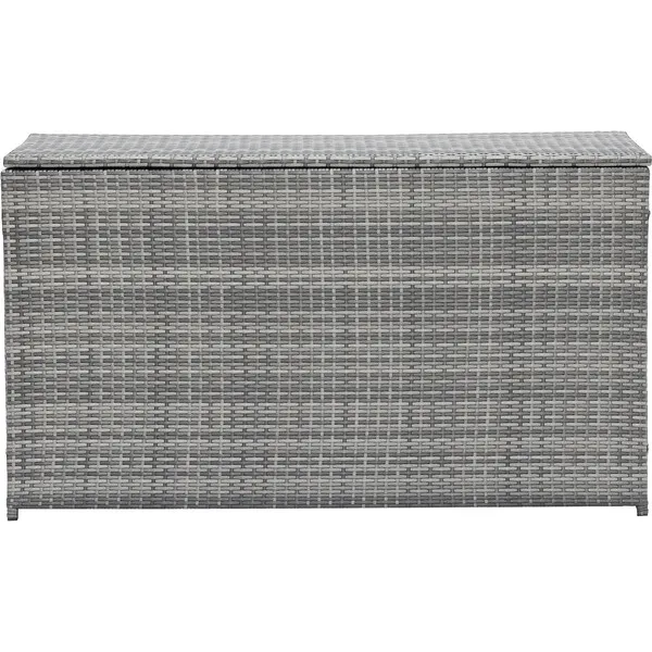 Teamson Home Wicker 154 Gallon Outdoor Deck Box for Cushions Storage, Gray