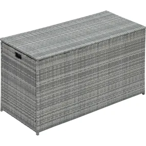 Teamson Home Wicker 154 Gallon Outdoor Deck Box for Cushions Storage, Gray