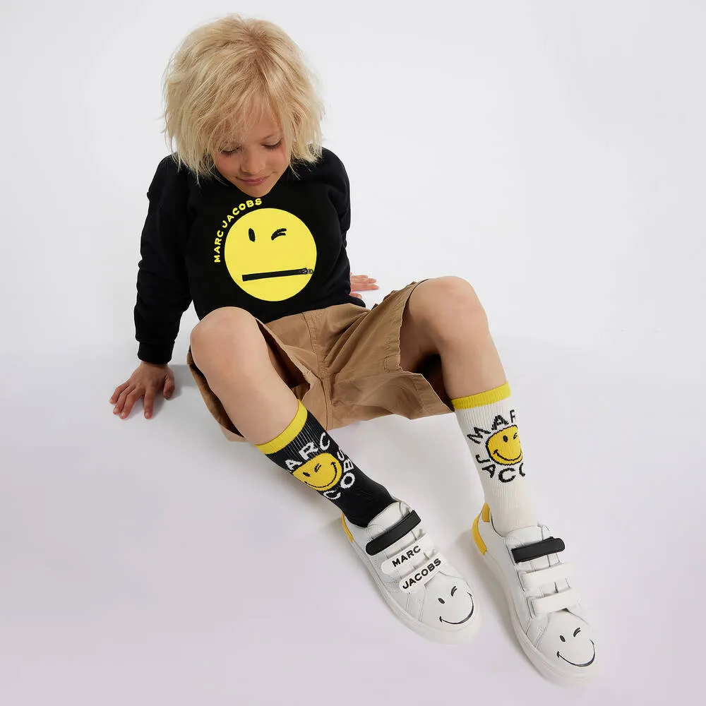 Teen White Leather Smiley Trainers