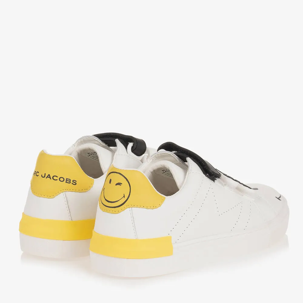 Teen White Leather Smiley Trainers