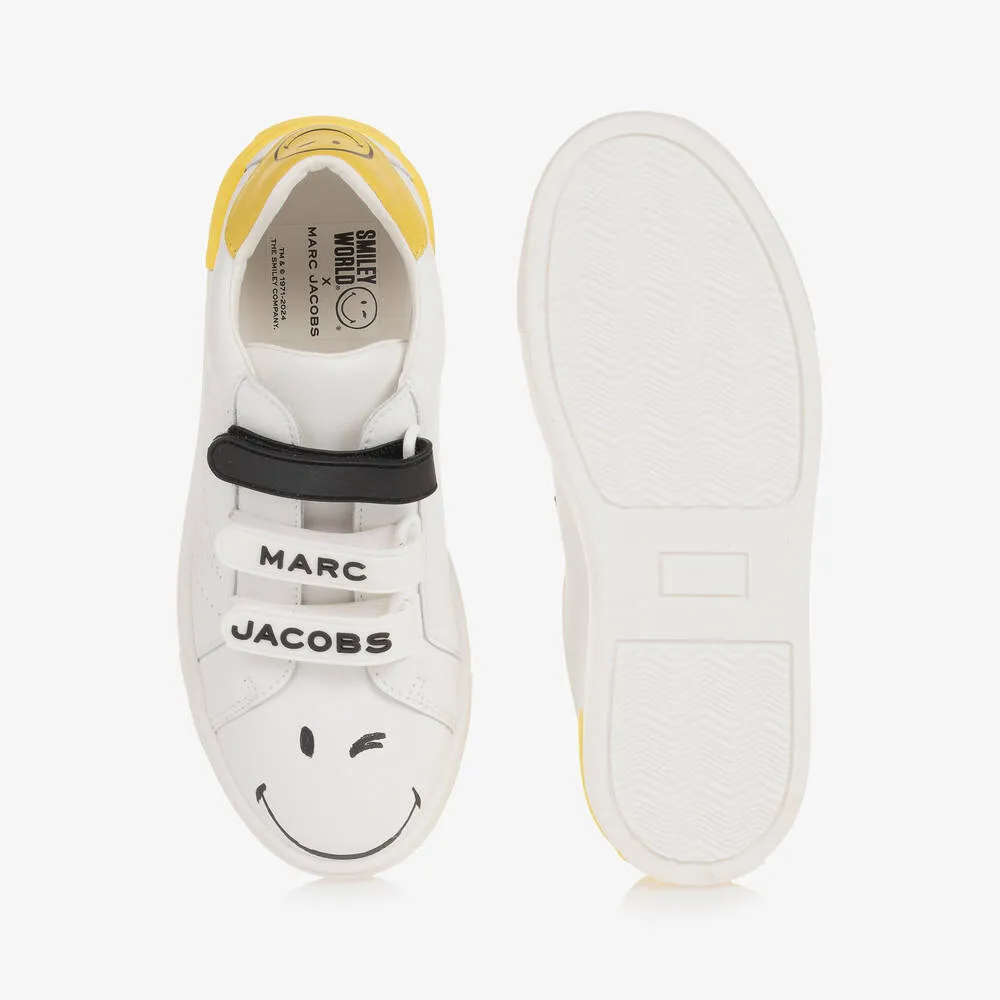 Teen White Leather Smiley Trainers