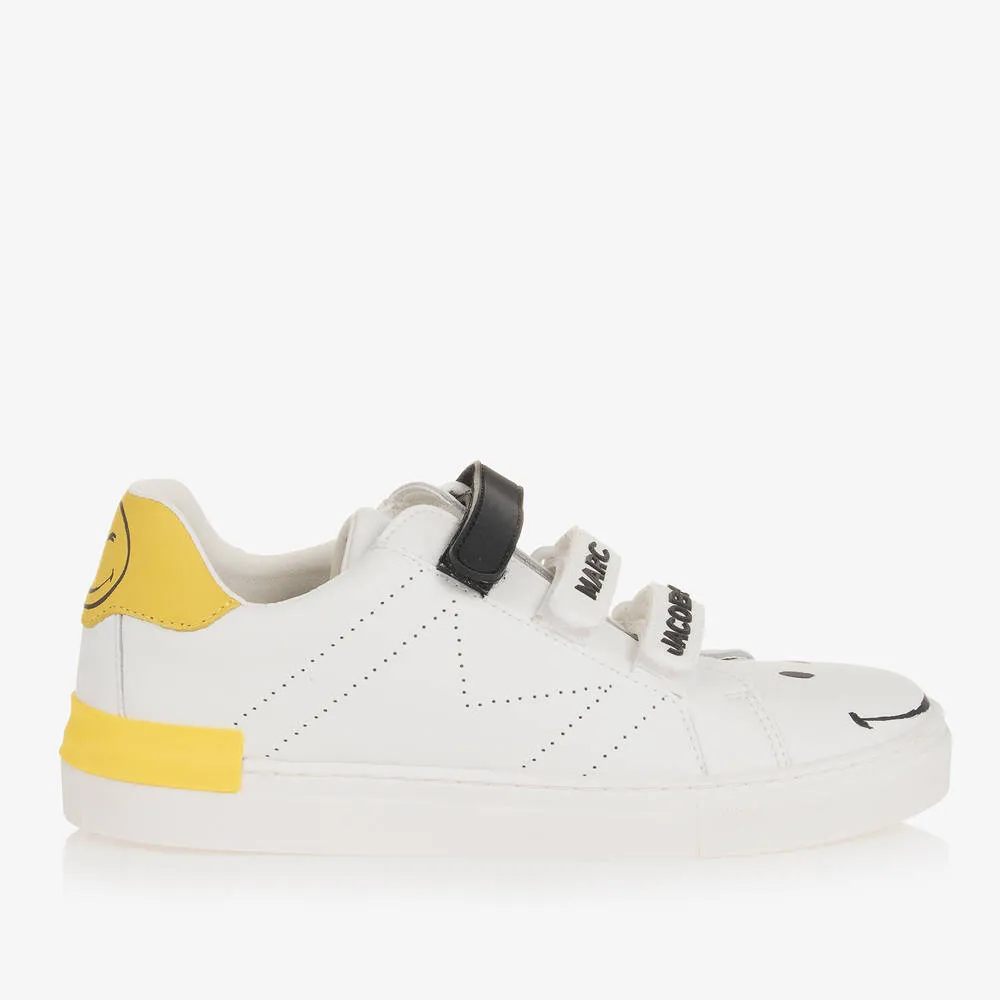 Teen White Leather Smiley Trainers