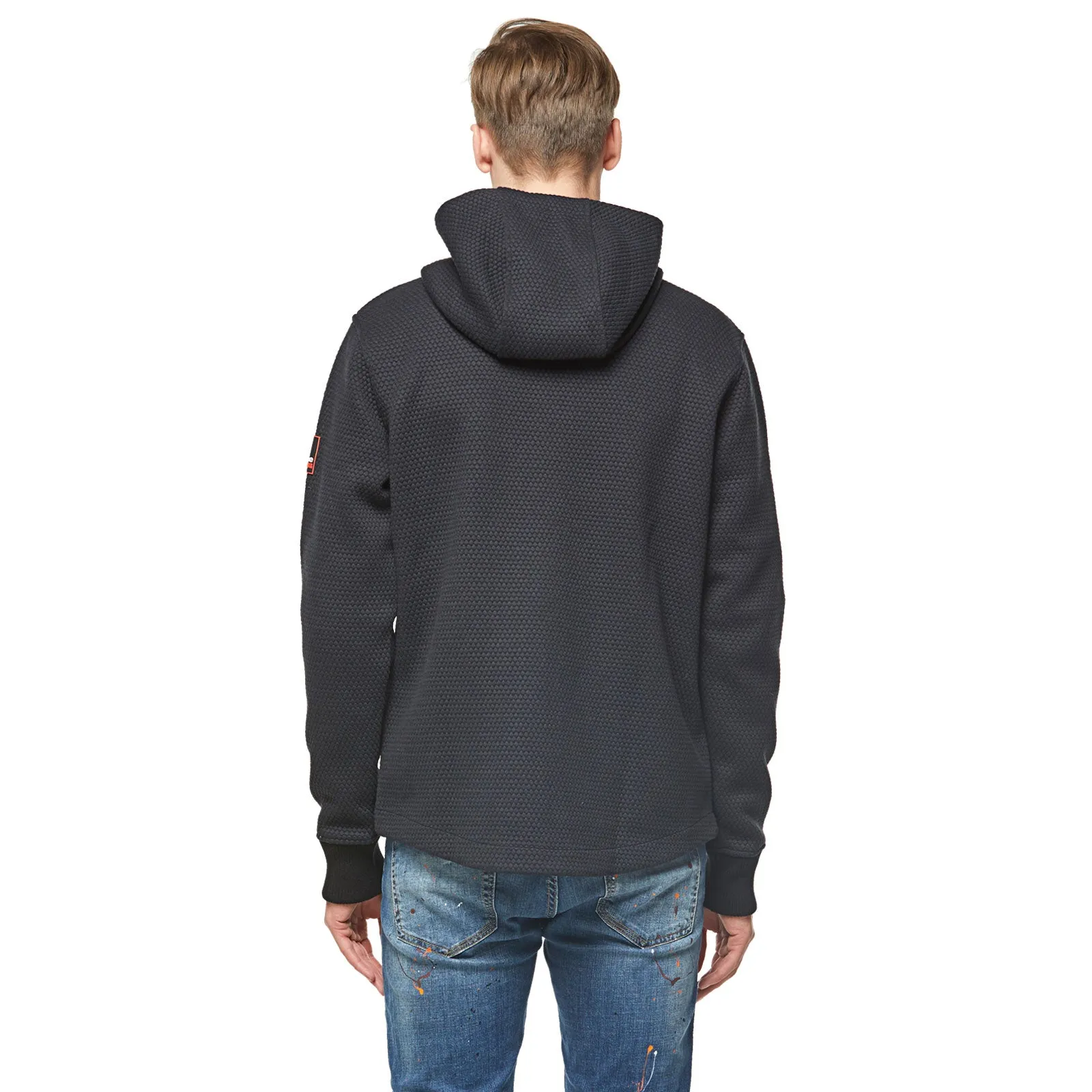 Textured Knit Bonded Cotton Jersey  Hoodie Jacket