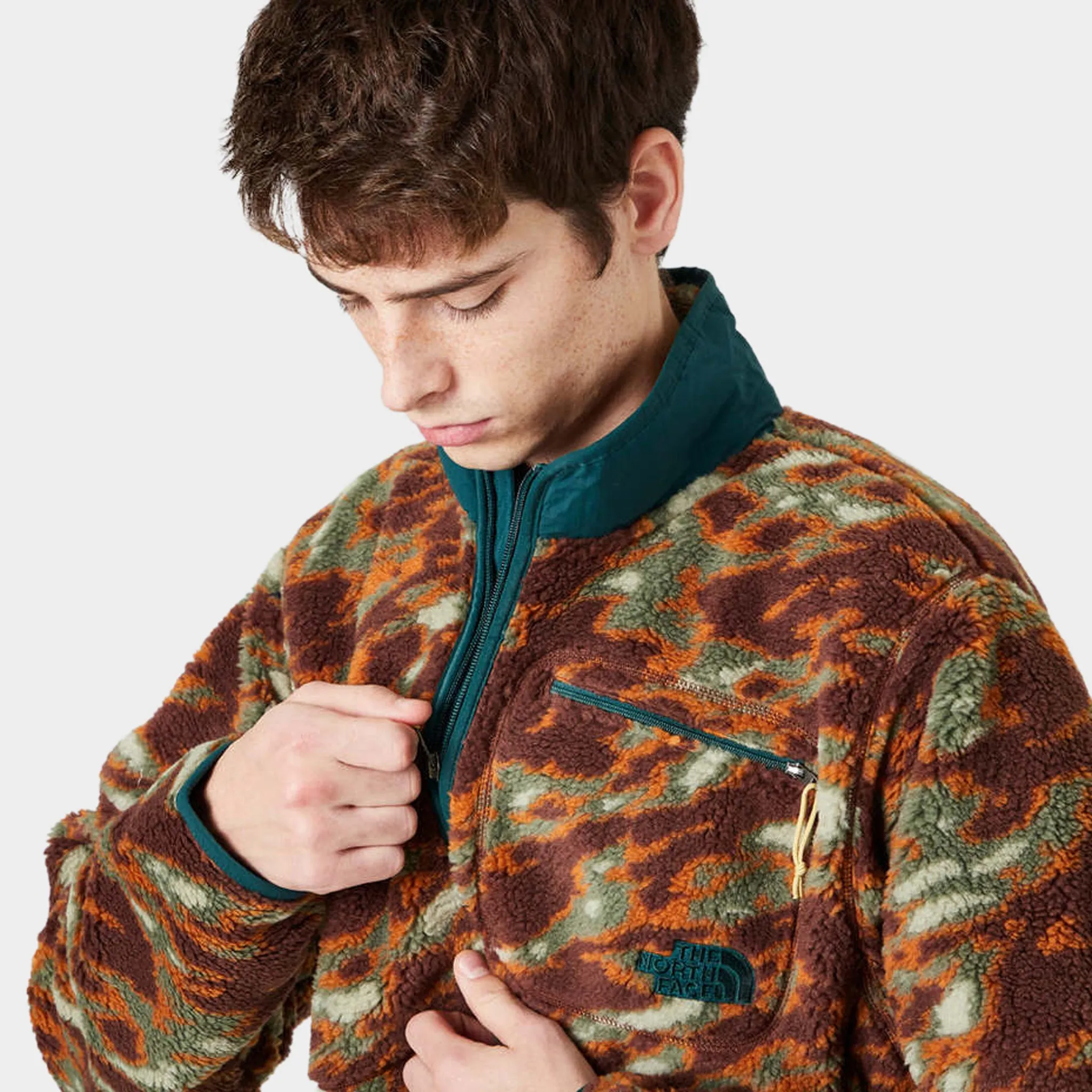 The North Face Jacquard Extreme Pile Full Zip Jacket / Dark Oak Glacier Camo Print