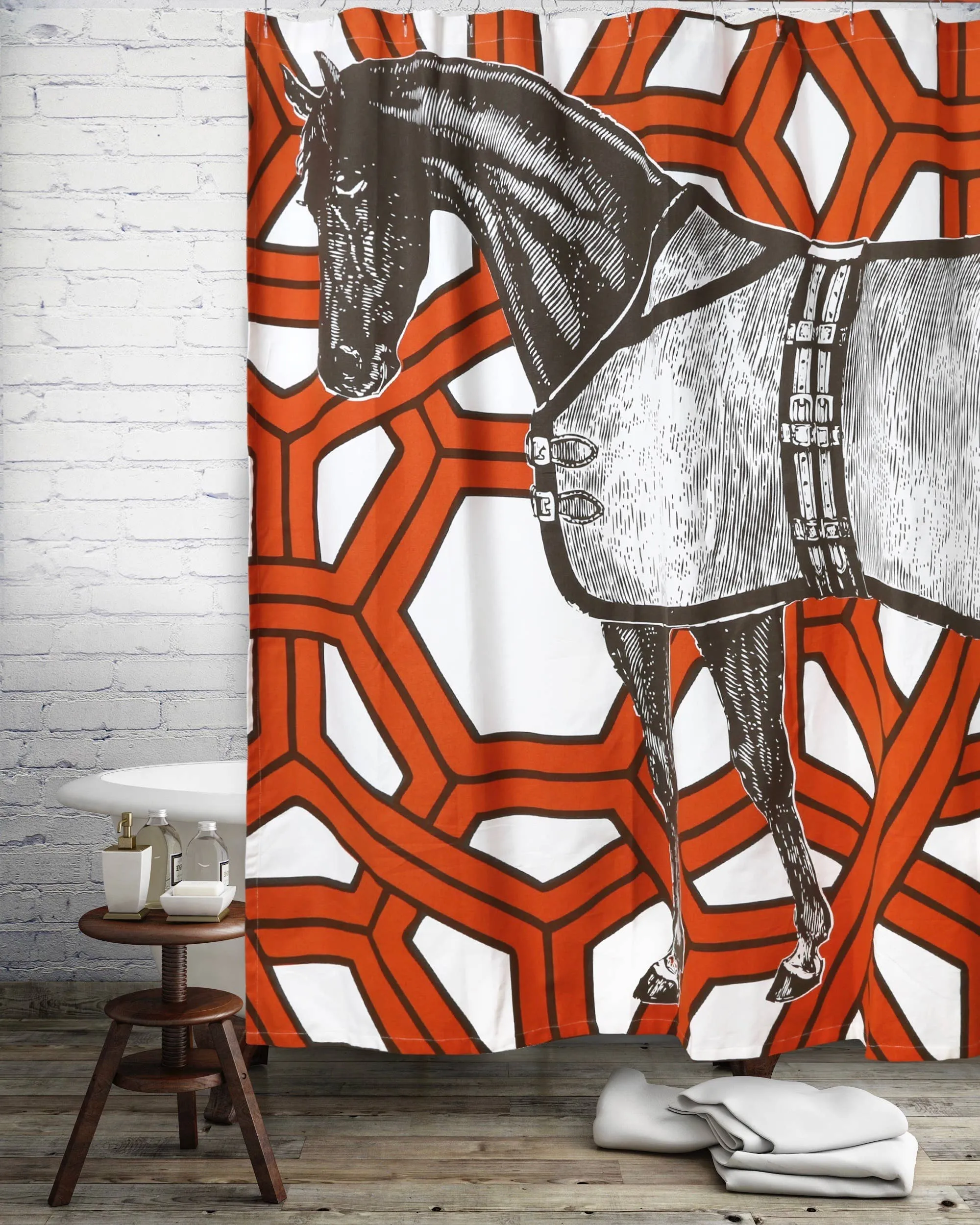 ThomasPaul - Thoroughbred Geo Shower Curtain