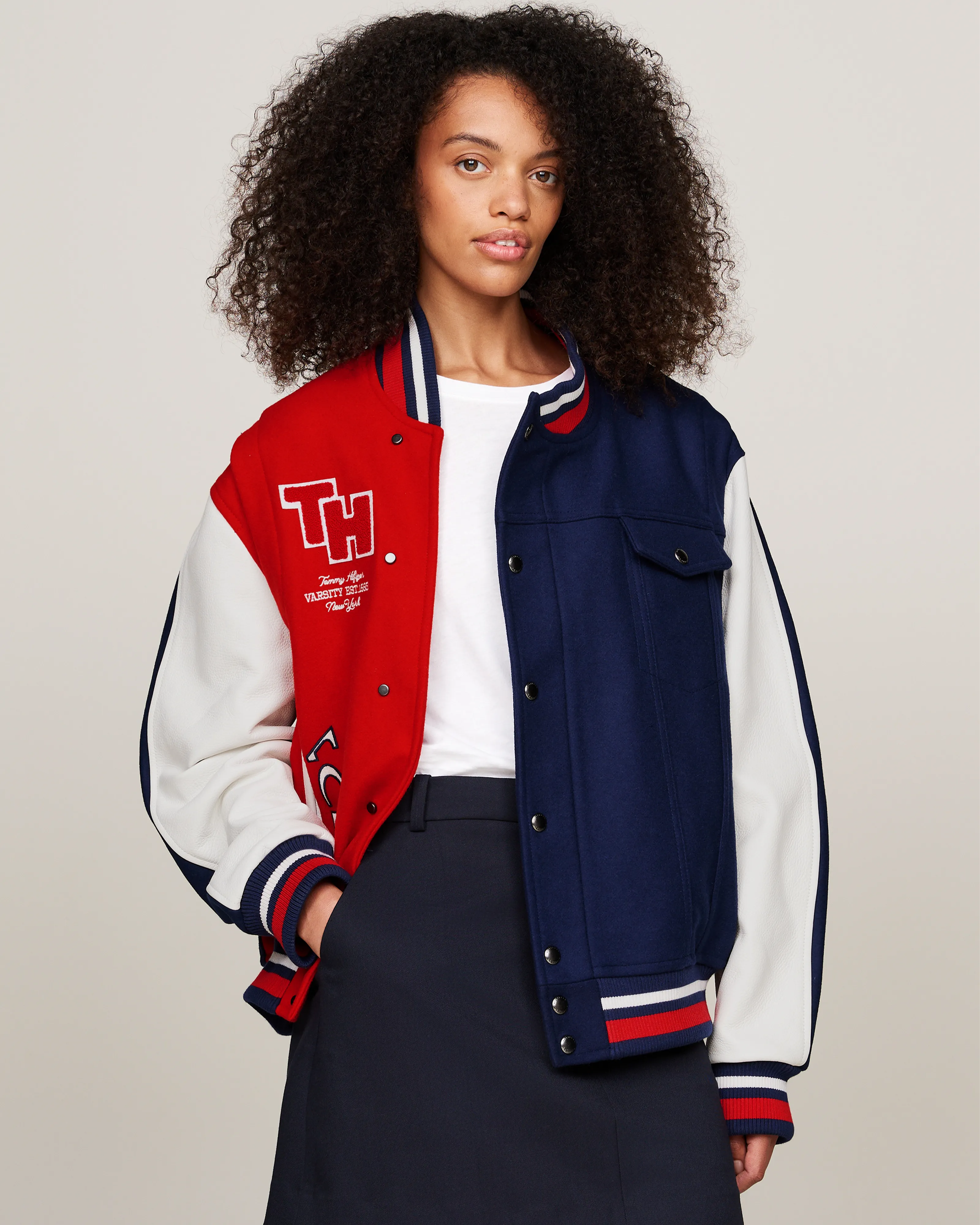 Tommy x Mercedes-AMG F1 x Clarence Ruth Varsity Jacket Yale Navy