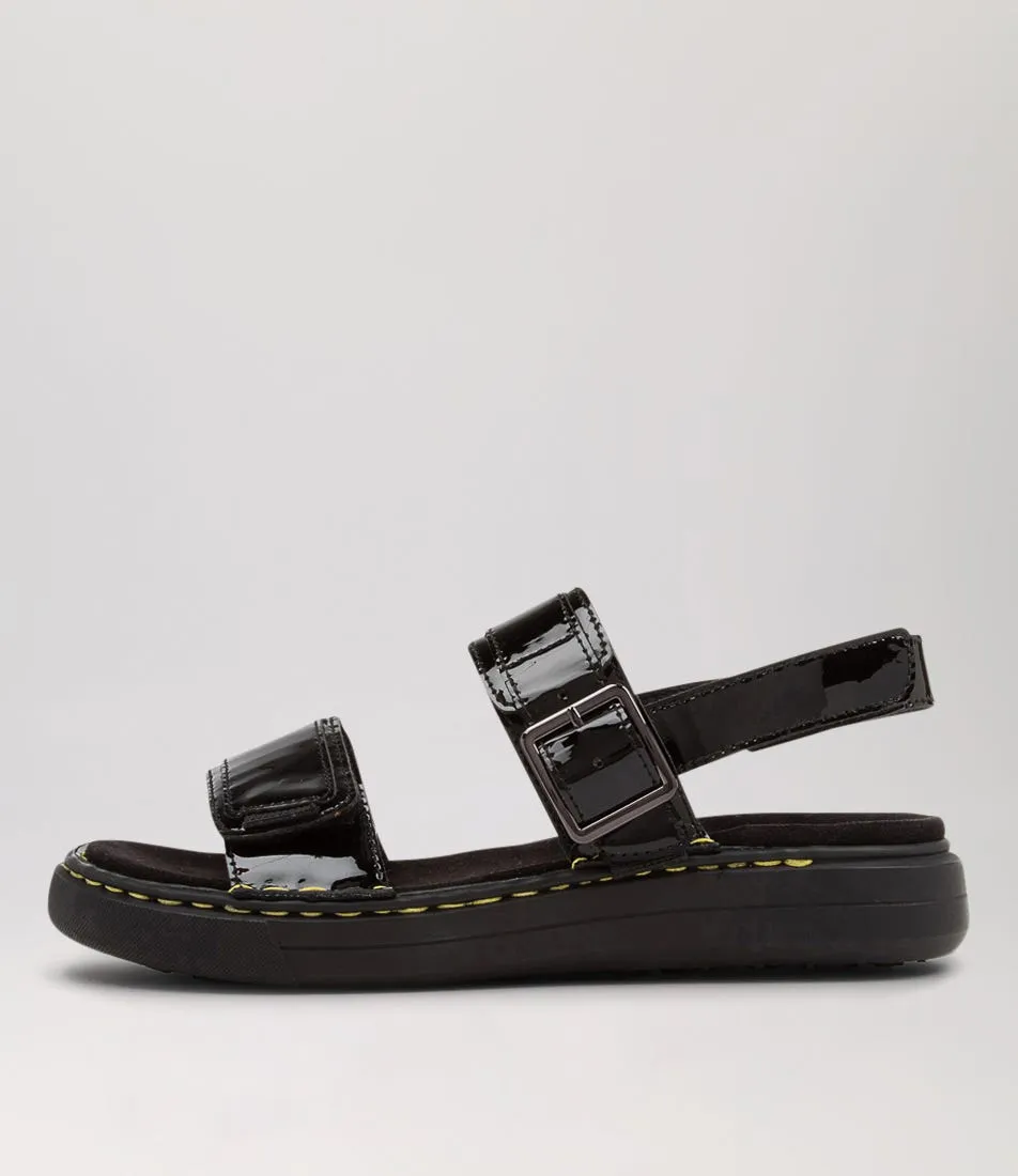 TOP END Aska Black Patent Leather Sandals