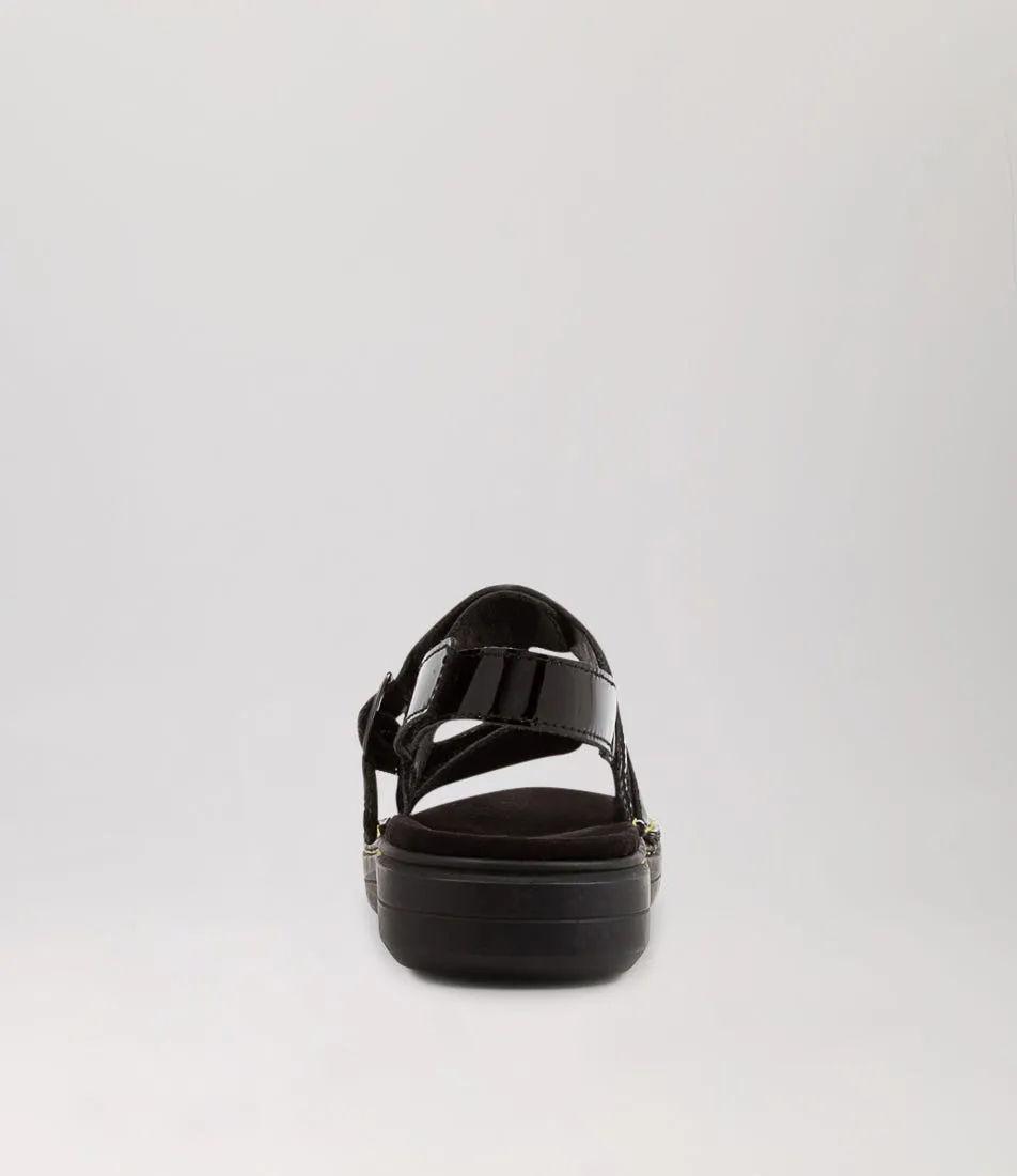 TOP END Aska Black Patent Leather Sandals