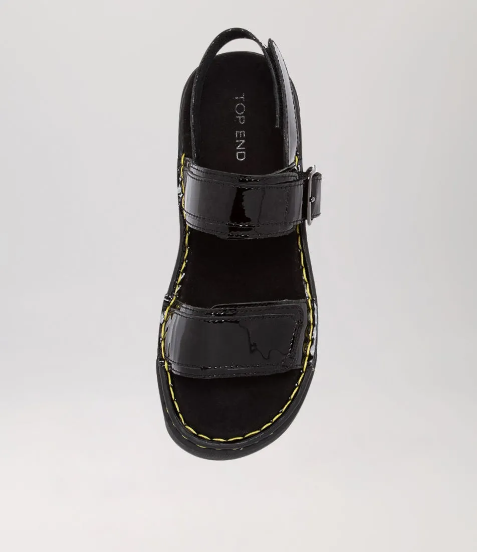 TOP END Aska Black Patent Leather Sandals