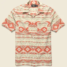 Trade Blanket Seersucker Camp Shirt - Cream/Coral