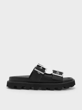 Trill Grommet Double-Strap Sandals - Black