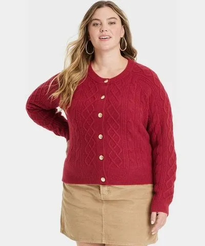 Universal Thread Women's Cashmere-Like Cable Stitch Cardigan