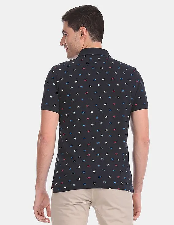 U.S. Polo Assn. All Over Horse Print Cotton Polo Shirt