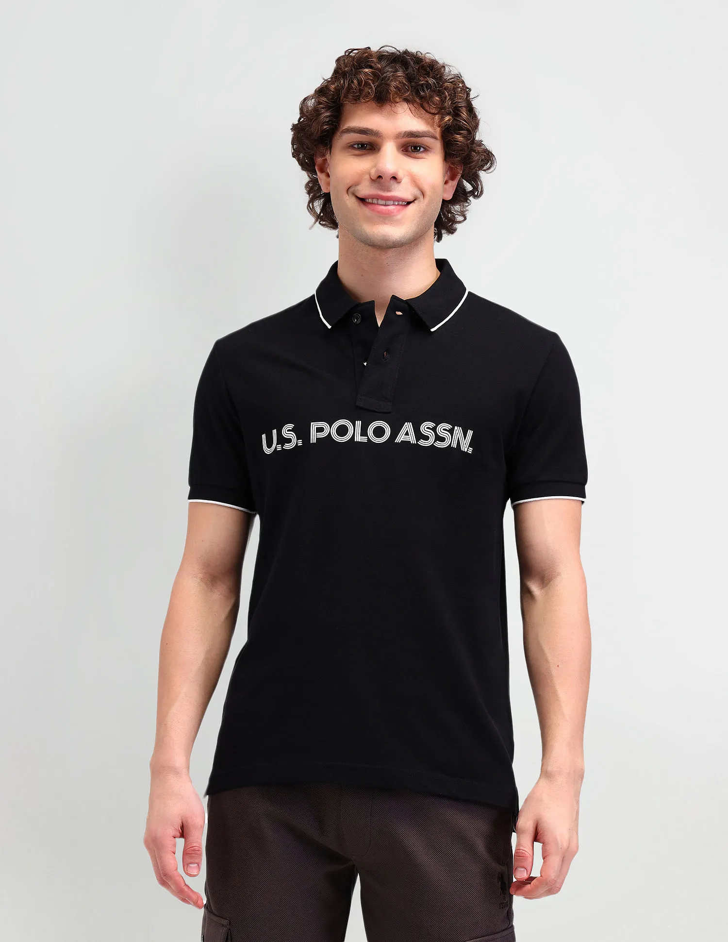 U.S. Polo Assn. Denim Co. Brand Printed Cotton Polo Shirt