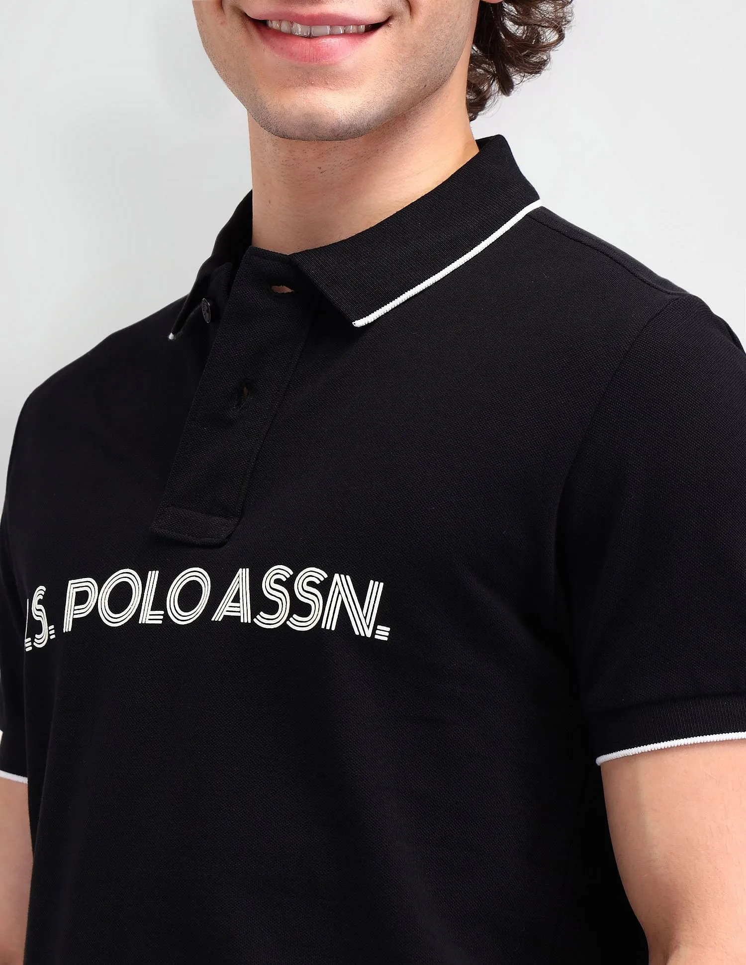 U.S. Polo Assn. Denim Co. Brand Printed Cotton Polo Shirt