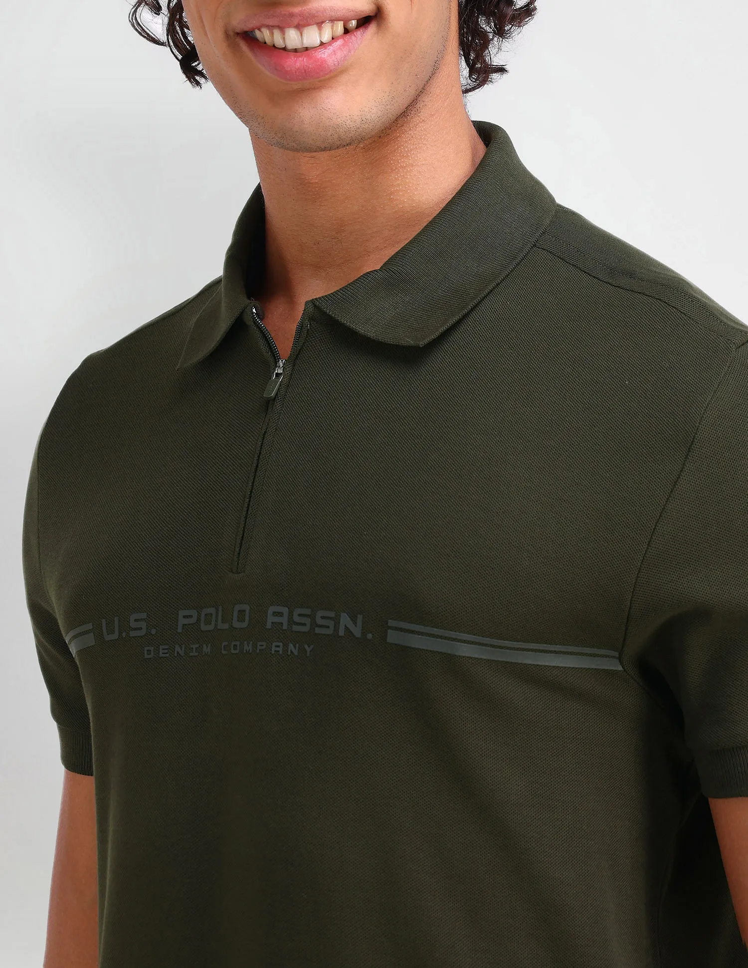 U.S. Polo Assn. Denim Co. Brand Printed Muscle Fit Polo Shirt