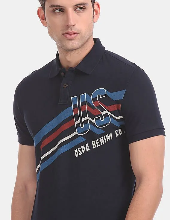 U.S. Polo Assn. Denim Co. Front Print Pique Polo Shirt