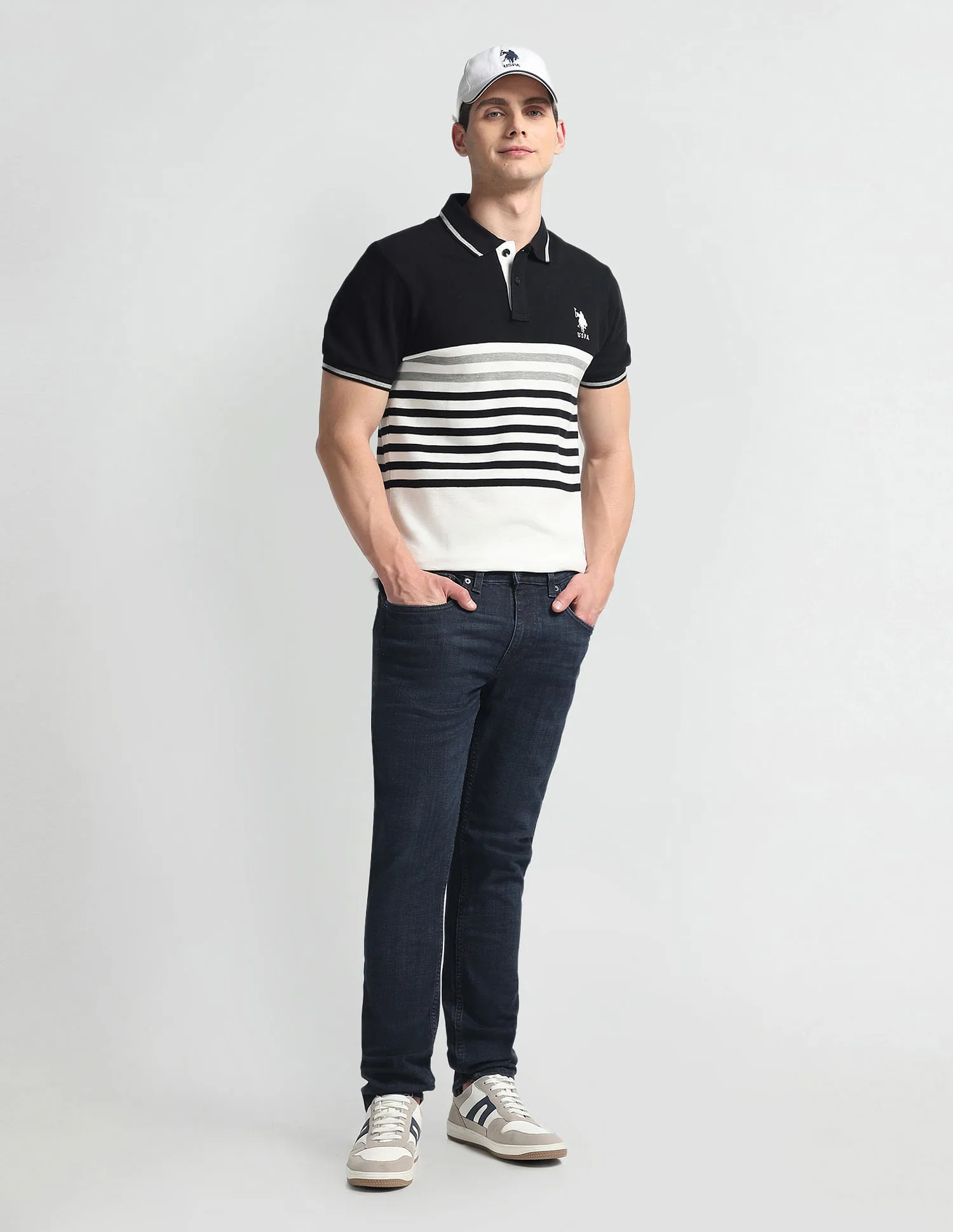 U.S. Polo Assn. Denim Co. Horizontal Stripe Pique Polo Shirt