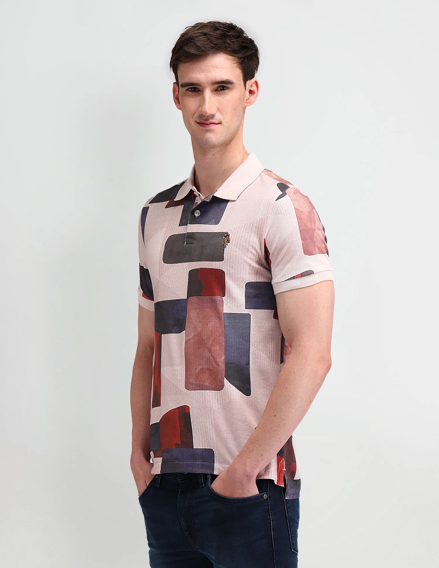 U.S. Polo Assn. Denim Co. Muscle Fit Abstract Polo Shirt