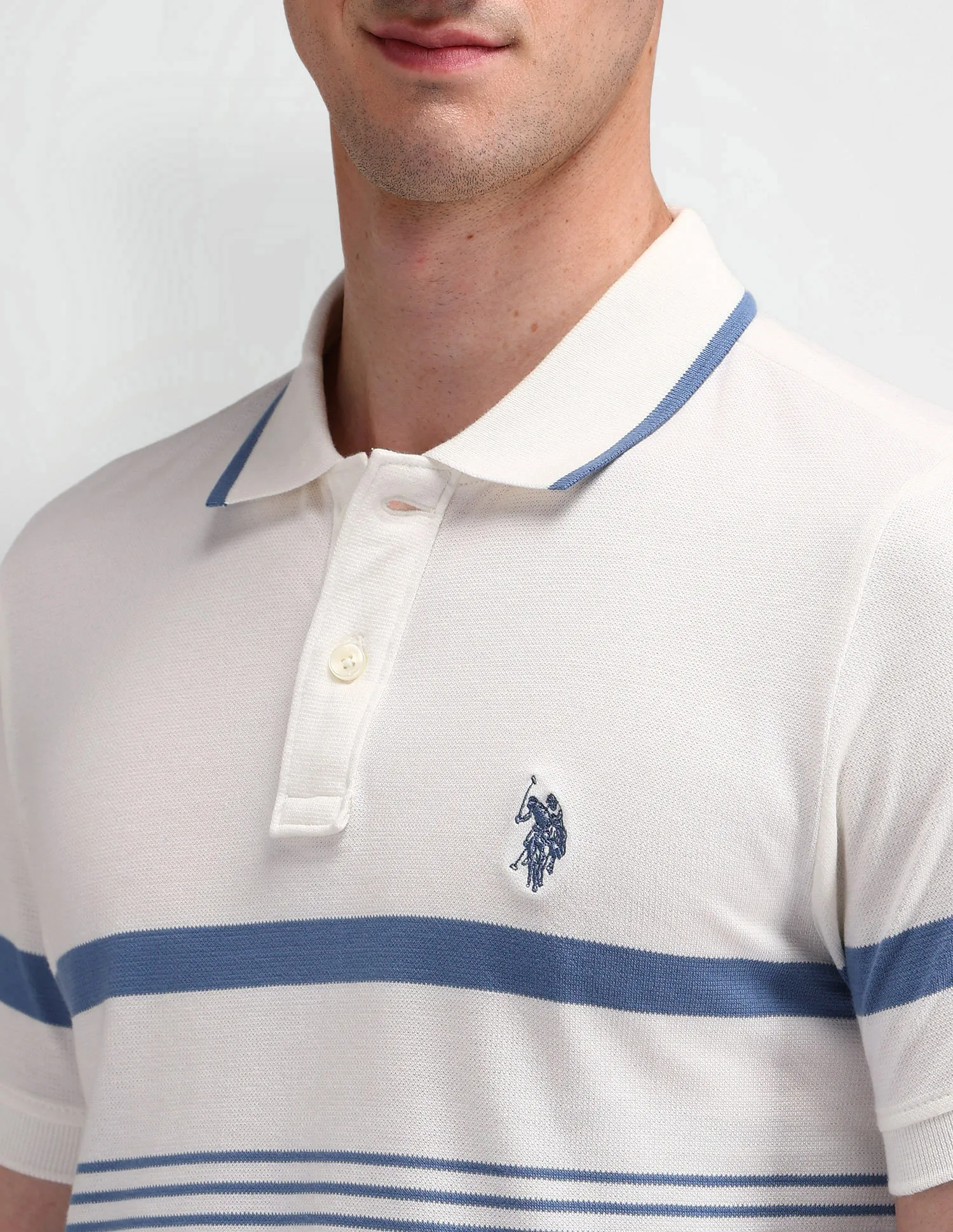 U.S. Polo Assn. Denim Co. Muscle Fit Horizontal Striped Polo Shirt