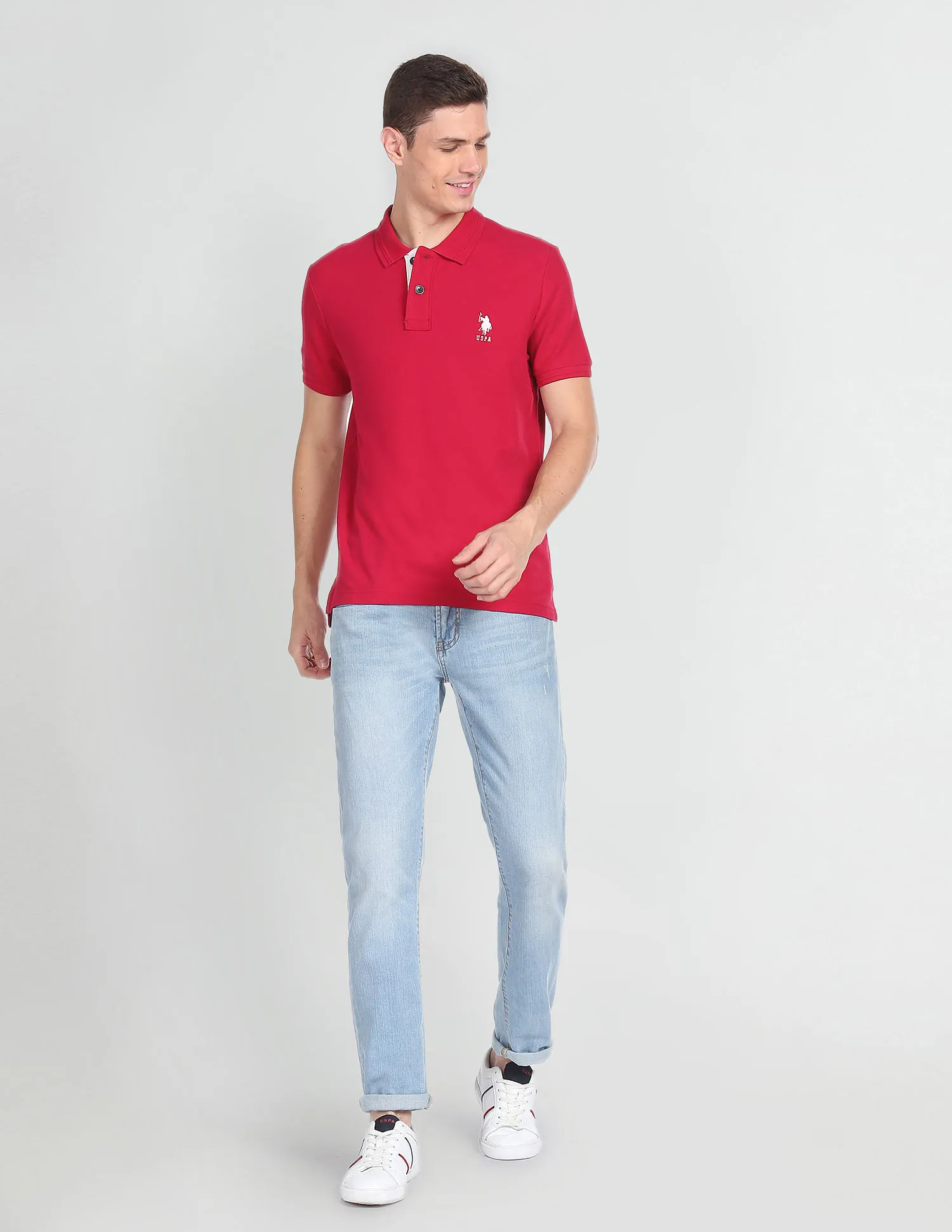 U.S. Polo Assn. Denim Co. Solid Muscle Fit Polo Shirt