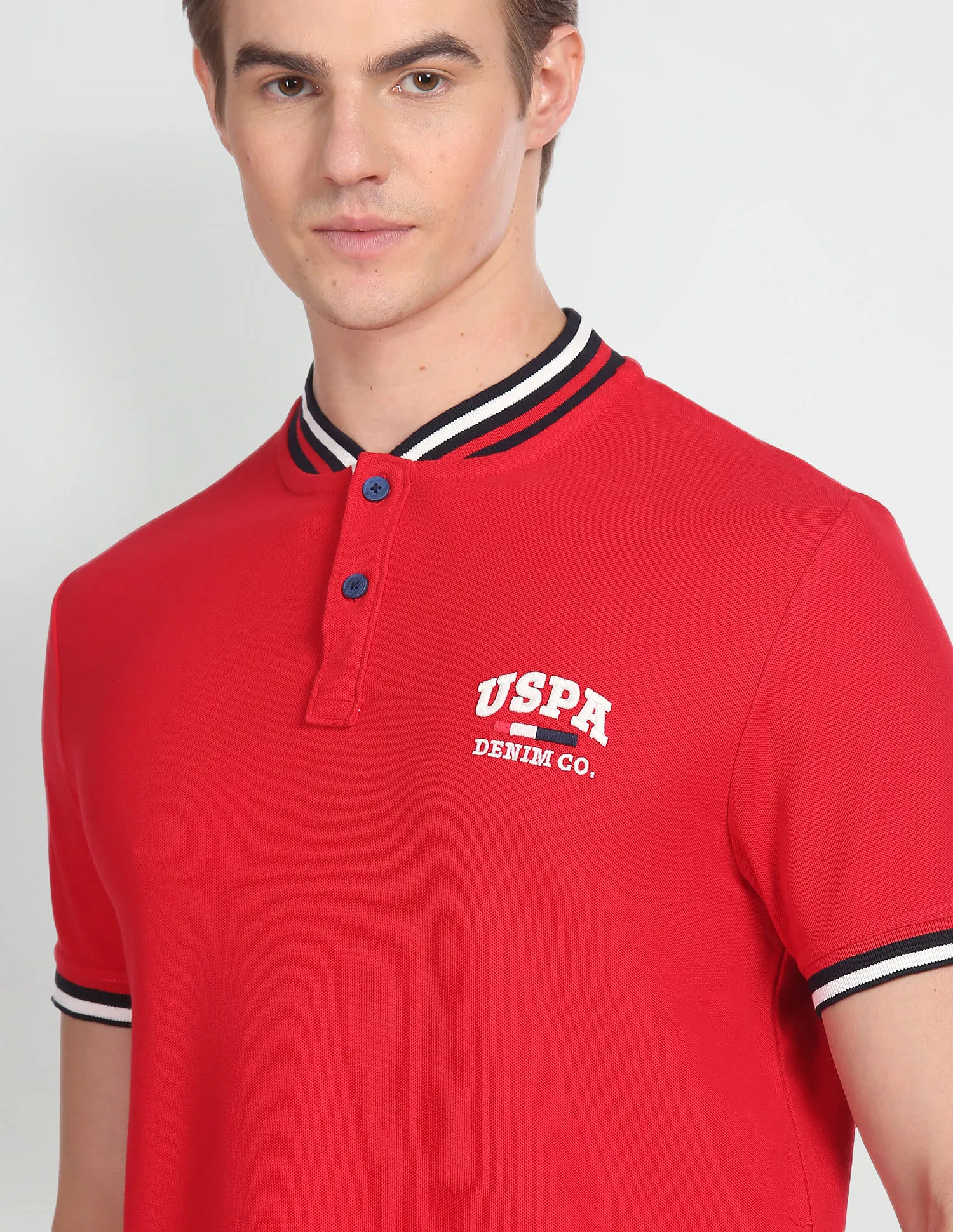 U.S. Polo Assn. Denim Co. Stand Collar Cotton Polo Shirt